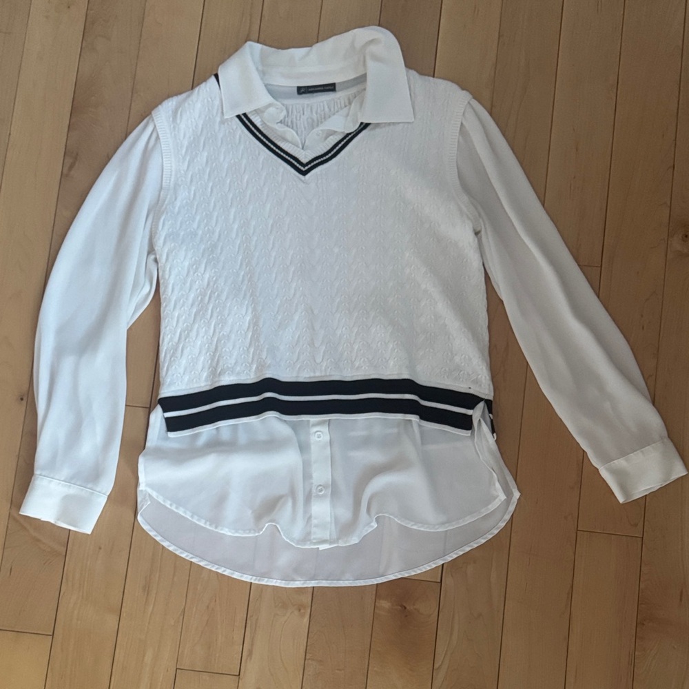 Adrianna Papell Elegant White Sweater Blouse